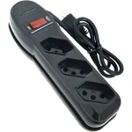 Filtro de Linha Com 3 Tomadas 1M Circuit Breaker Preto Megatron
