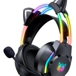 Headset Gamer Profissional Onikuma X26 Com Orelhas Preto Luz Rgb